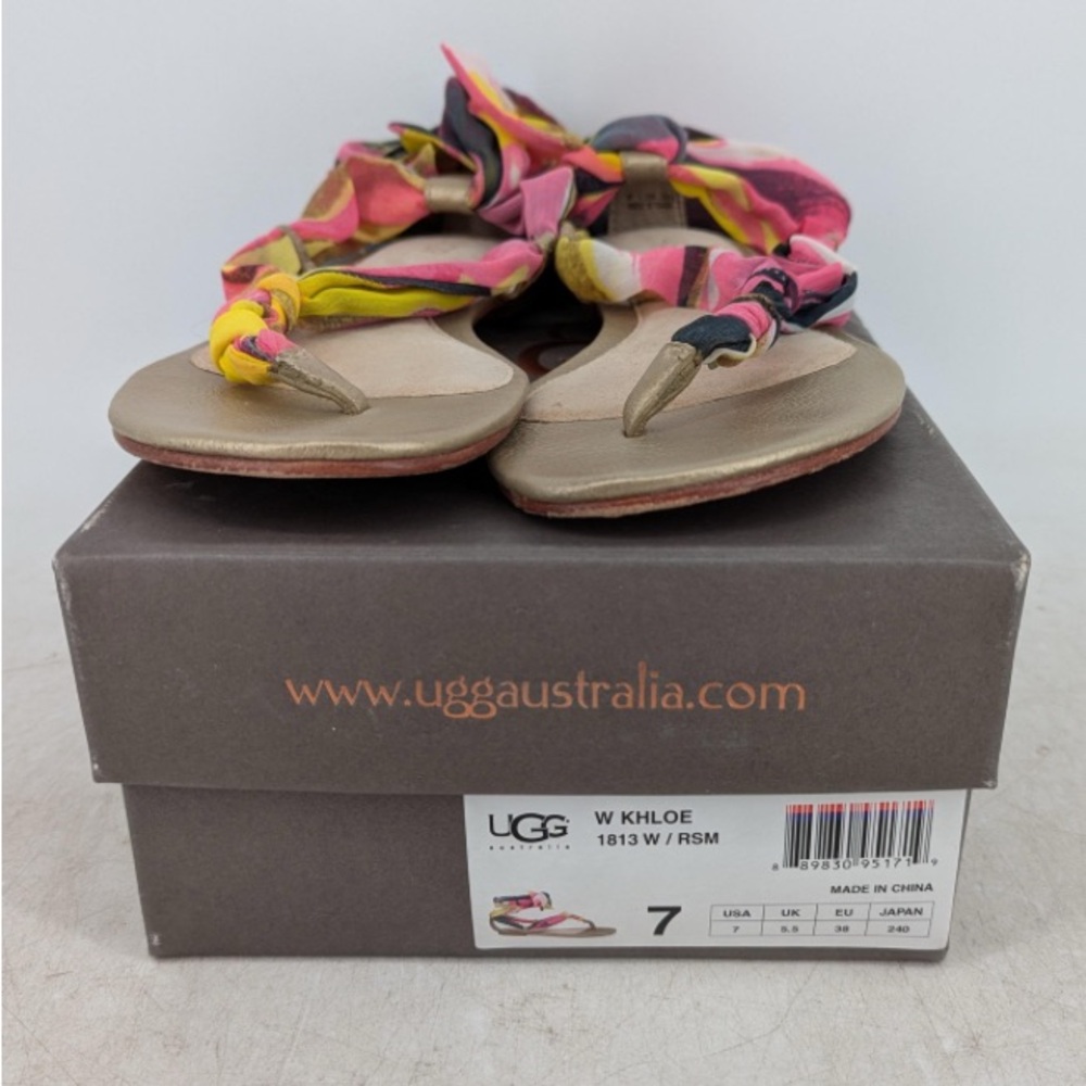 🛑 1 hour sale. UGG, size 7, Khloe Sandals - Pink and Yellow, worn twice - Picture 4 of 8